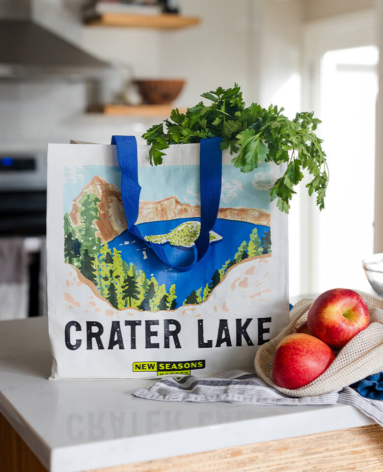reusable bag on counter top