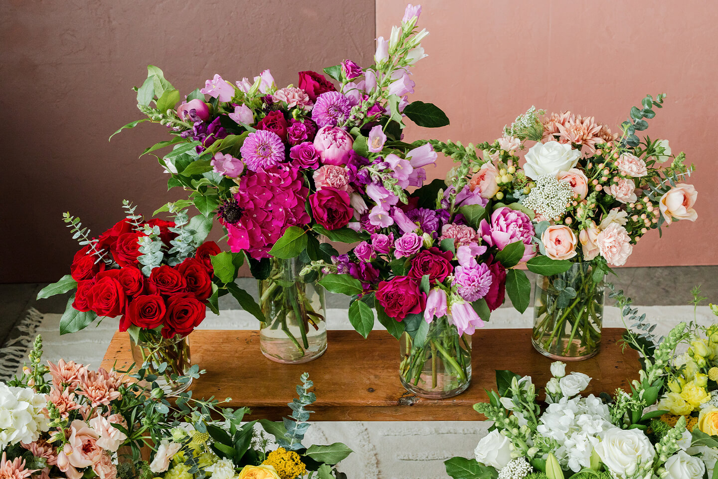A variety of New Seasons hand-curated floral arrangements.
