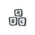 Ilustrated icon of alphabet building blocks