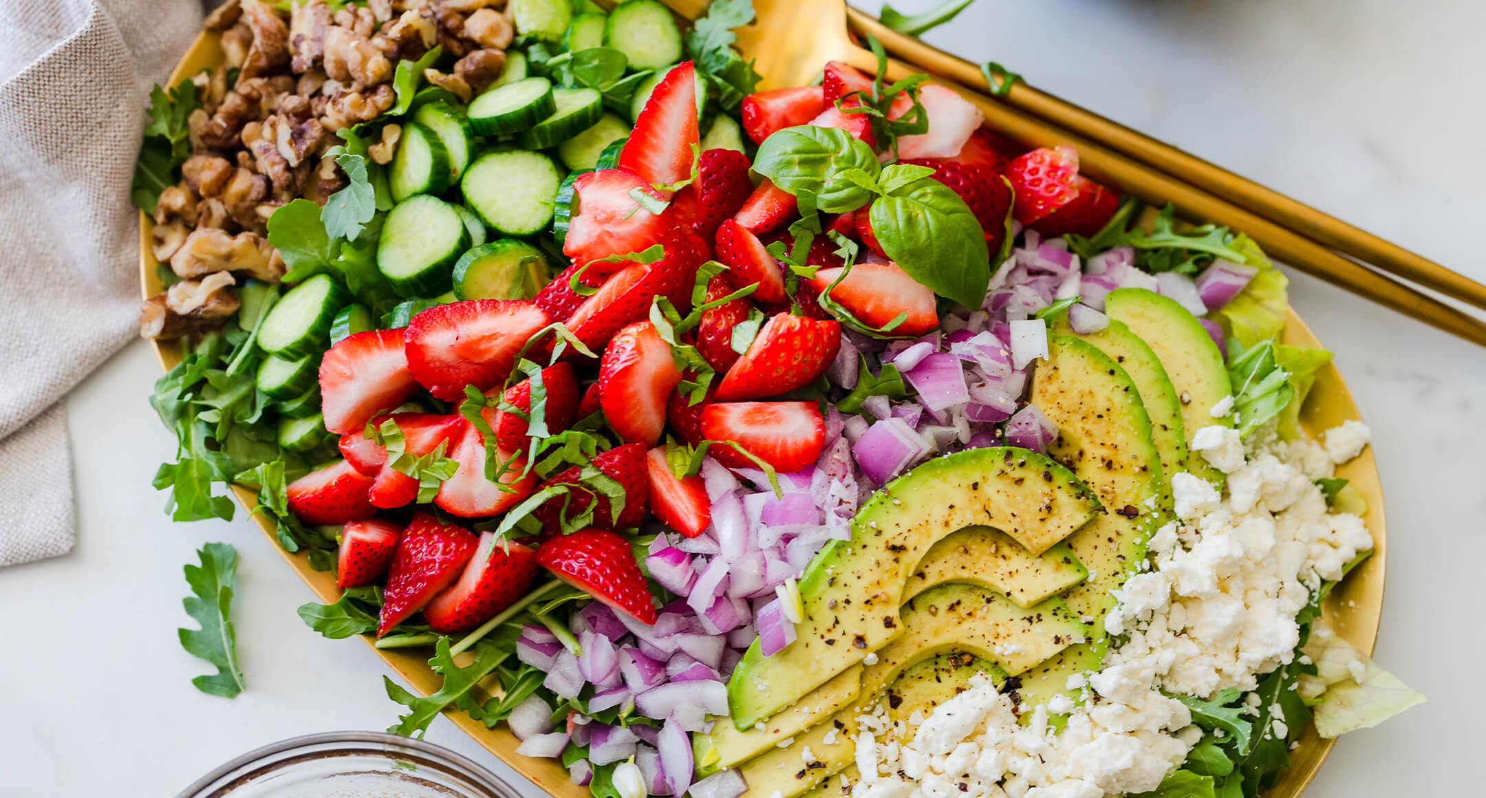 summer strawberry salad with basil